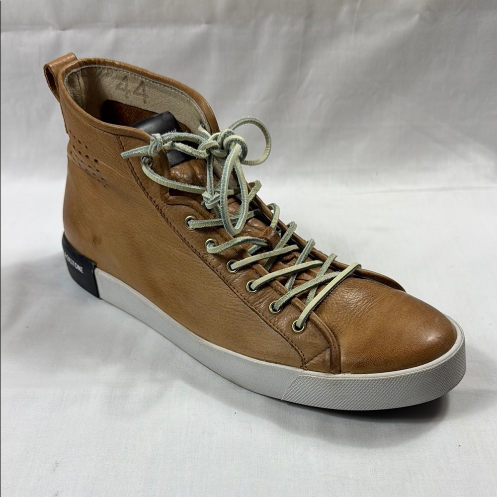 Men's Tan Leather High-Top Sneakers